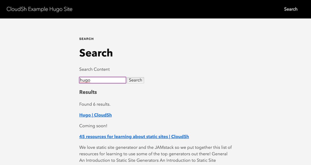 GoHugo Search Results